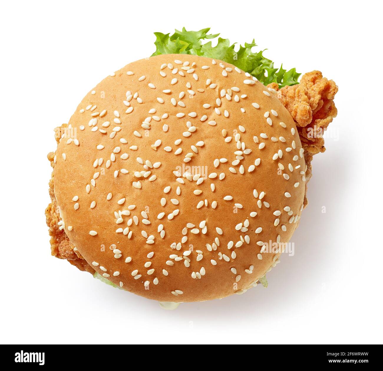 fresh tasty burger with fried chicken isolated on white background, top view Photo - Alamy