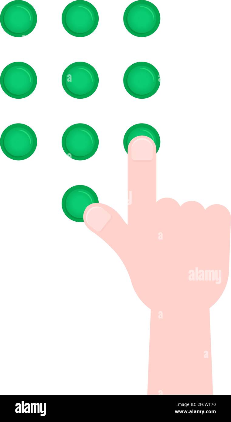 hand push on green buttons for dial Stock Vector