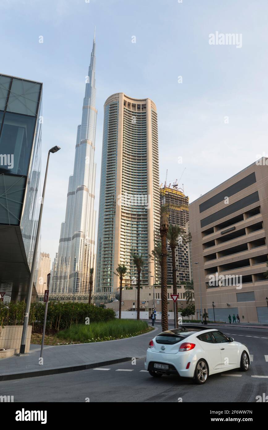 Street in downtown Dubai. Stock Photo