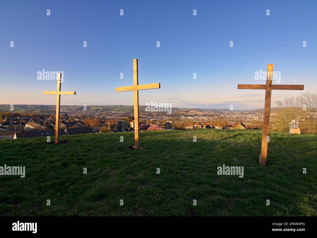 Easter crosses over looking bath Stock Photo