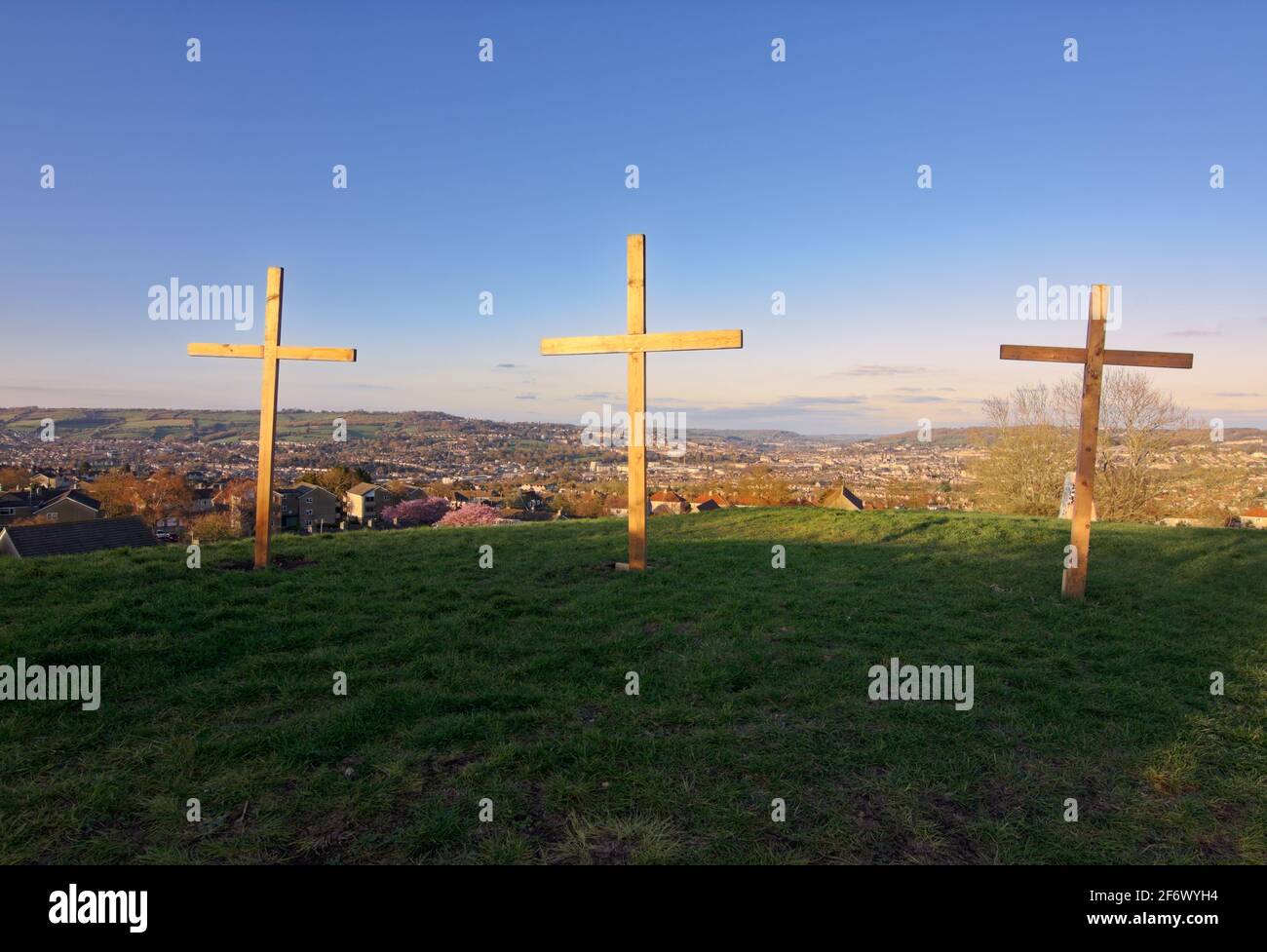 Easter crosses over looking bath Stock Photo