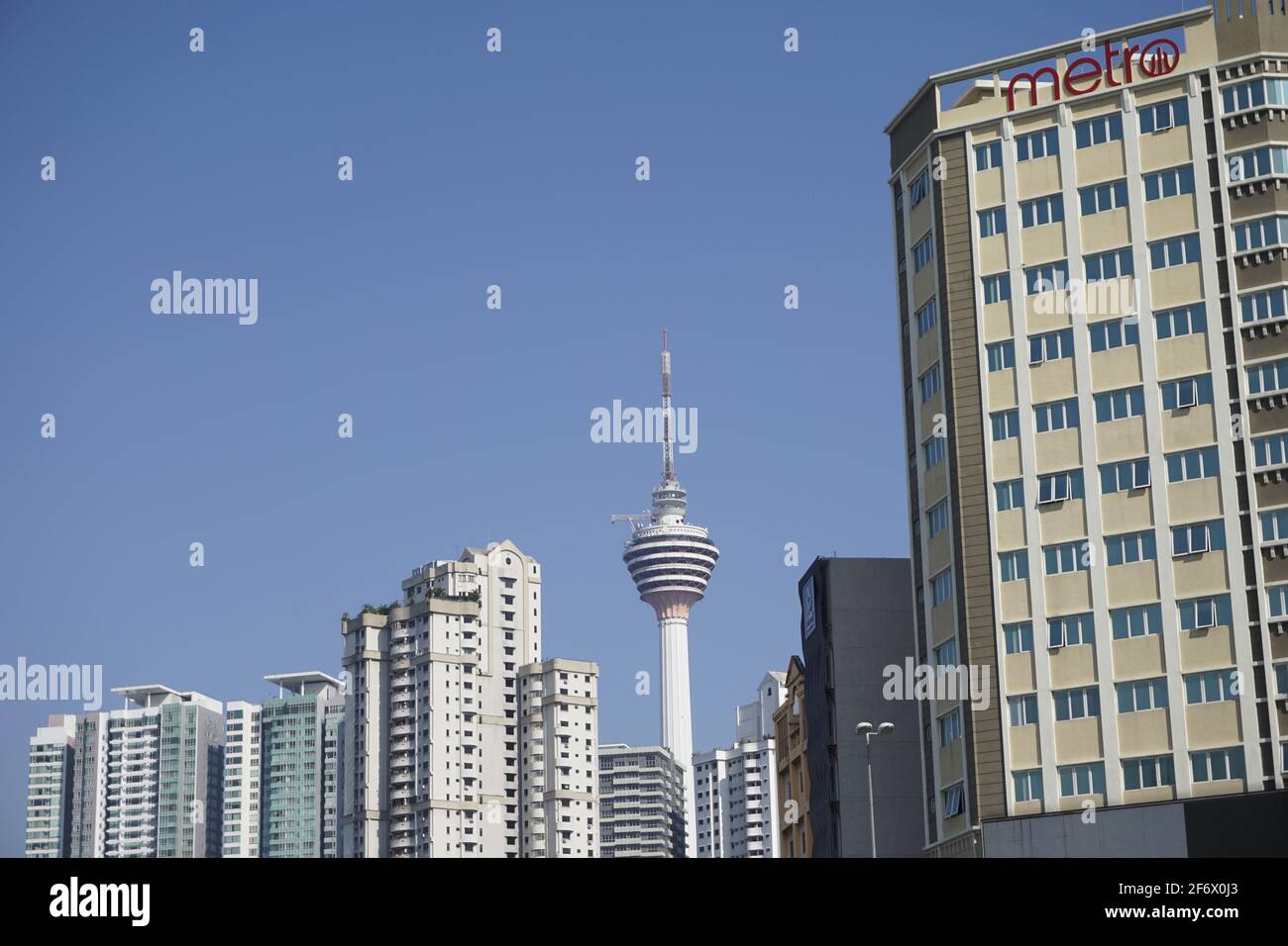 KL tower amidst buildings in Kuala Lumpur Stock Photo