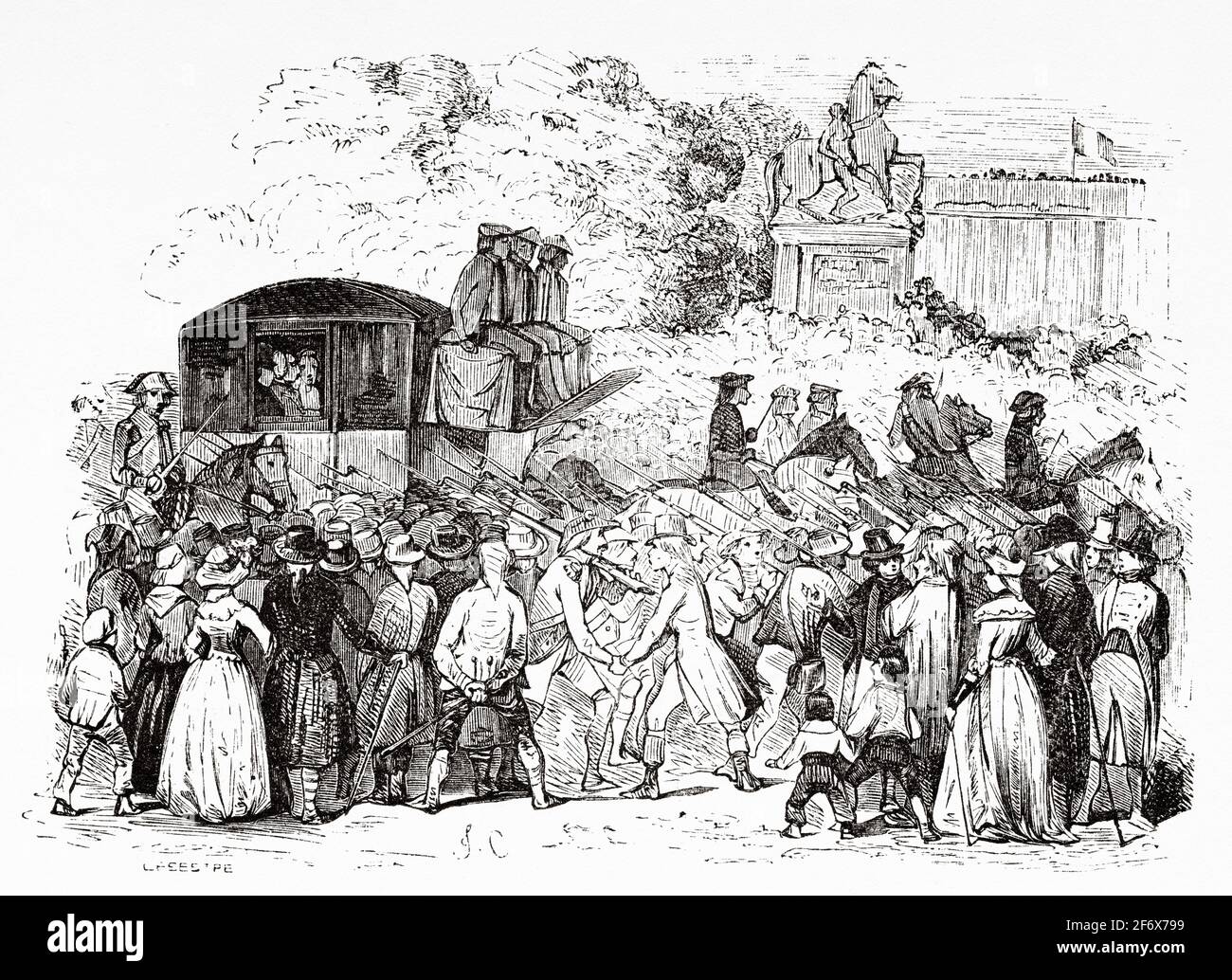 The return of the French King Louis XVI from Varennes to Paris on June 25, 1791. France, French