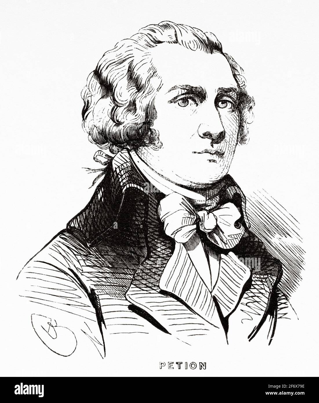 Portrait of Jerome Pétion de Villeneuve (1756-1794) Politician and Mayor of Paris. France, French Revolution 18th century. Old engraved illustration from Histoire de la Revolution Francaise 1845 Stock Photo