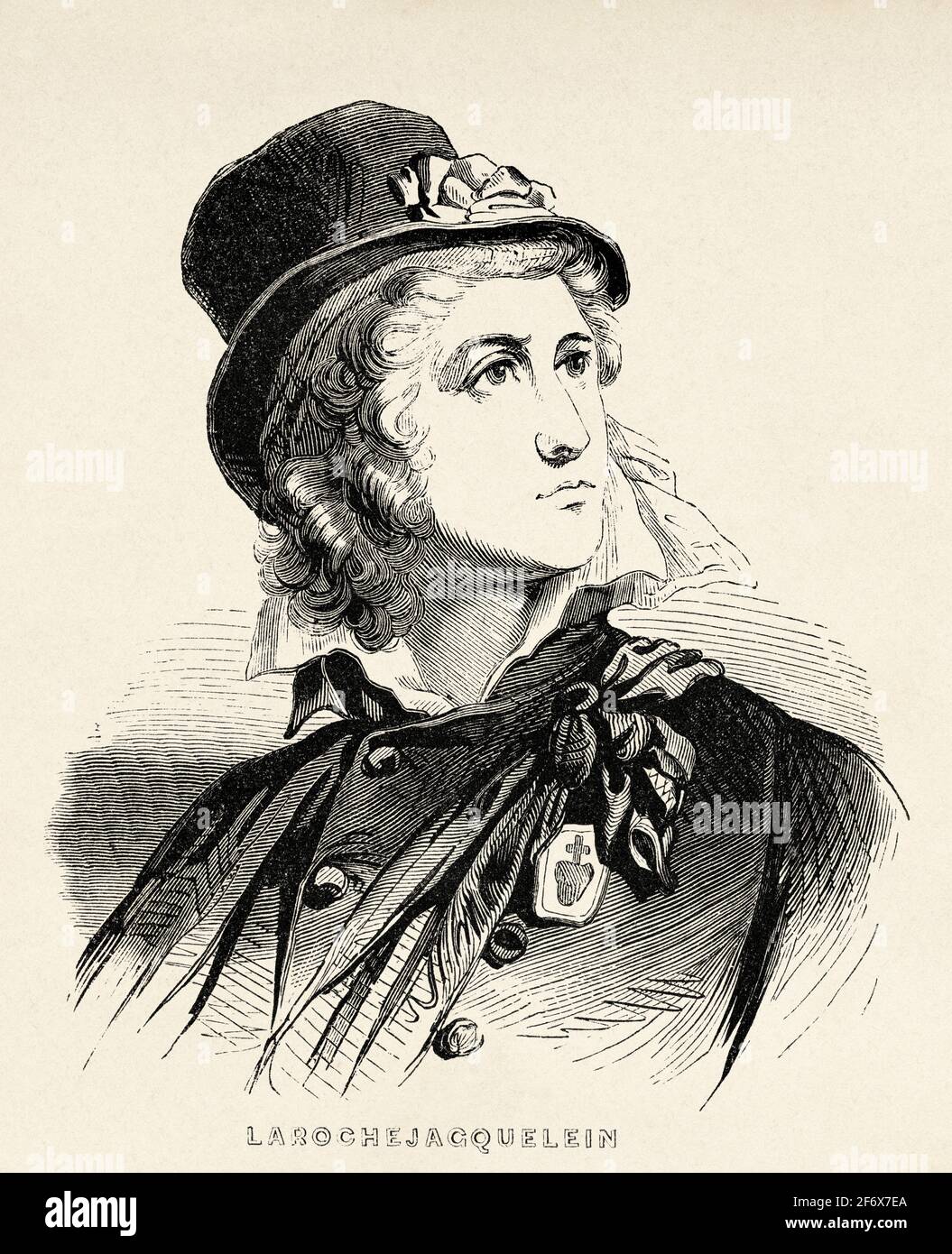 Portrait of Heinrich Duverger Count of Laroche-Jacquelin (1772-1794) French military commander. France, French Revolution 18th century. Old engraved illustration from Histoire de la Revolution Francaise 1845 Stock Photo