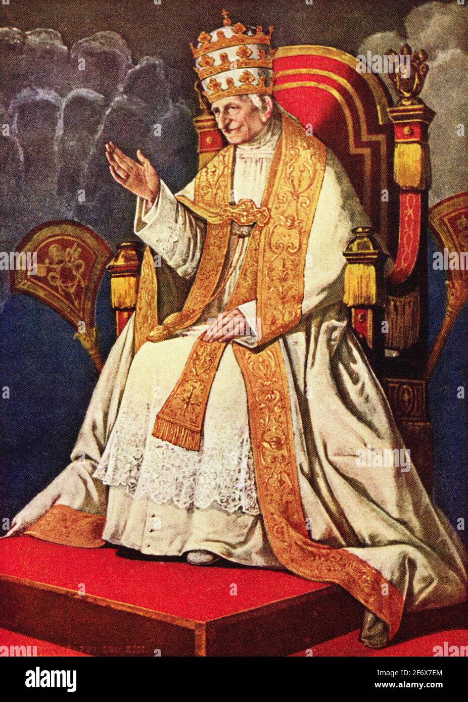 Color portrait of pope Leo XIII, Vincenzo Gioacchino Pecci (1810-1903) Pope of the catholic church from 1878-1903. Italy, Europe Stock Photo