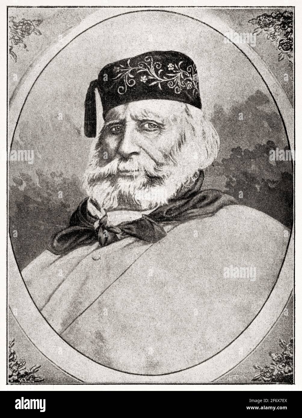 Portrait of Giuseppe Garibaldi (1807-1882) Italian military and politician. Together with the King of Sardinia Victor Manuel II was one of the main leaders and architects of the unification of Italy, Europe Stock Photo