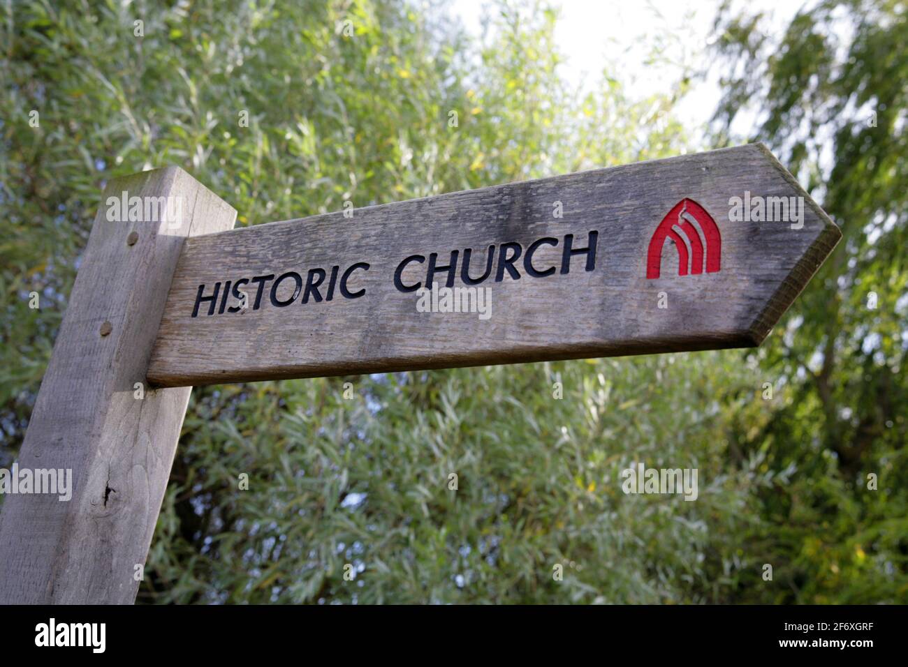 Historic Church Sign; Churches Conservation Trust, England Stock Photo