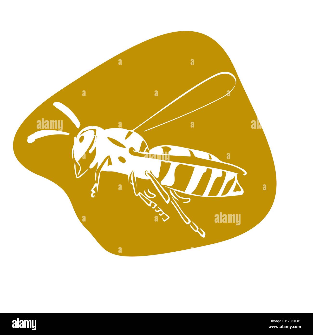 Wasp illustration brown isolated on white background Stock Vector