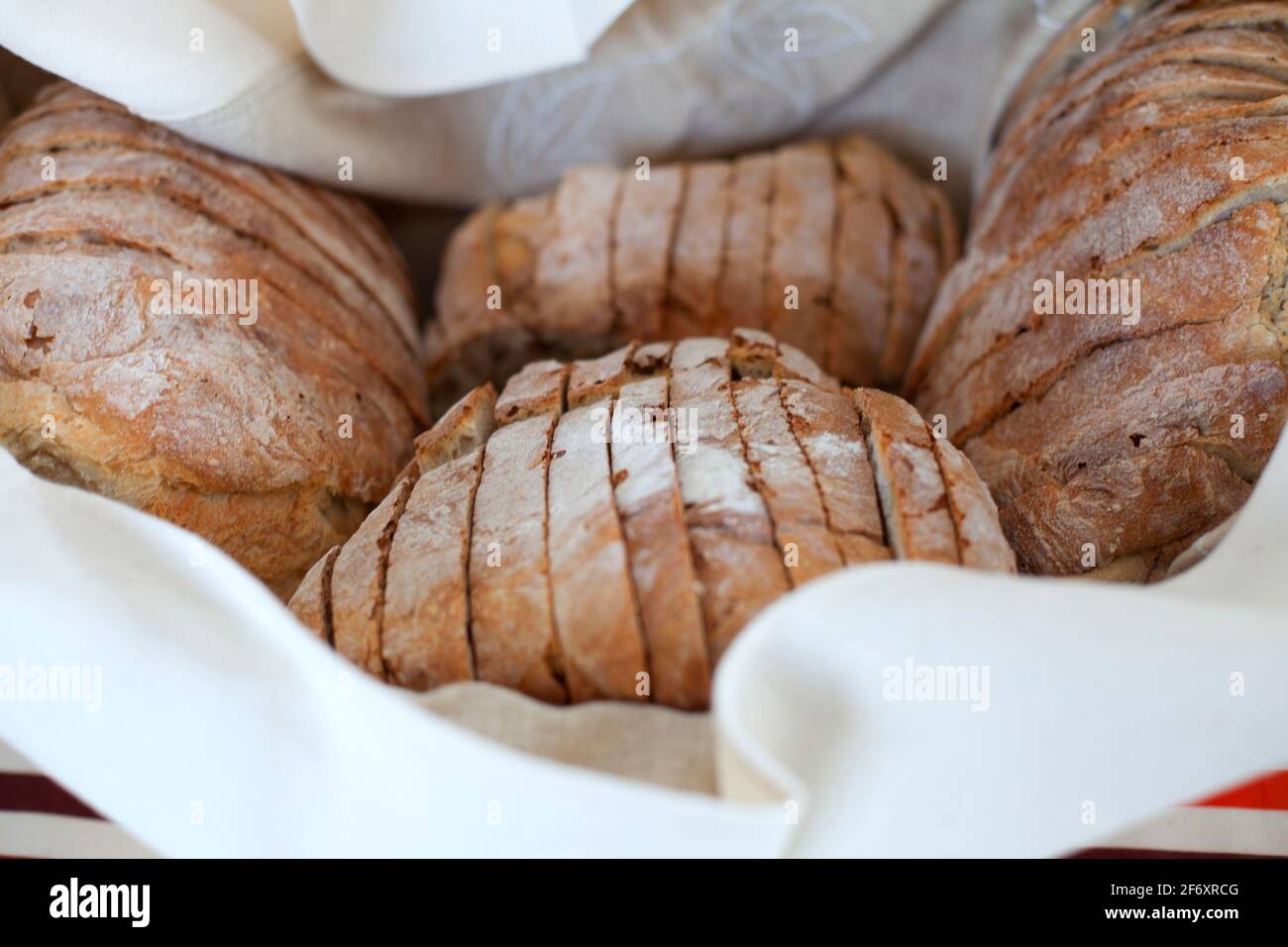 Fresh bread in the table Stock Photo