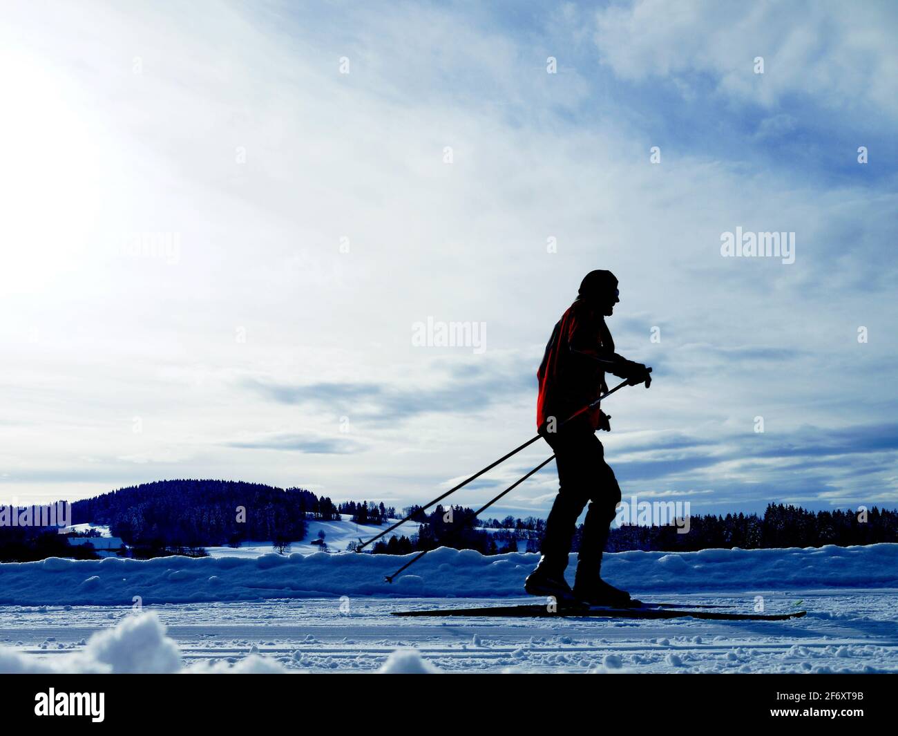 cross-country skiing landscape Stock Photo