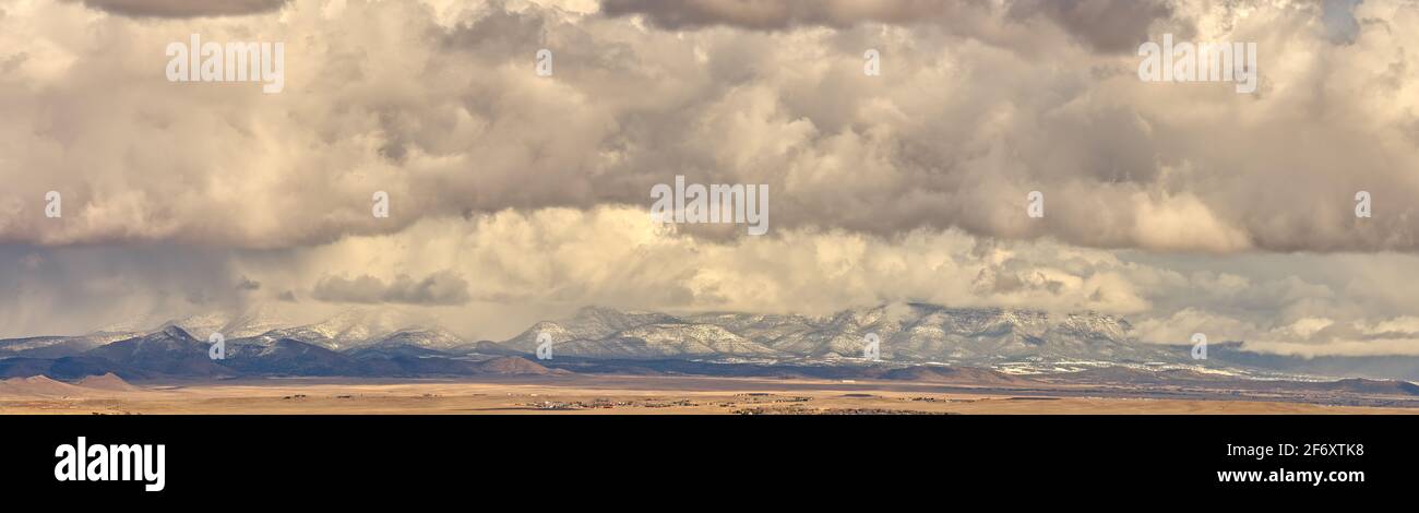 Winter Storm over Mingus Mountain between Chino Valley and Jerome, Arizona, USA Stock Photo