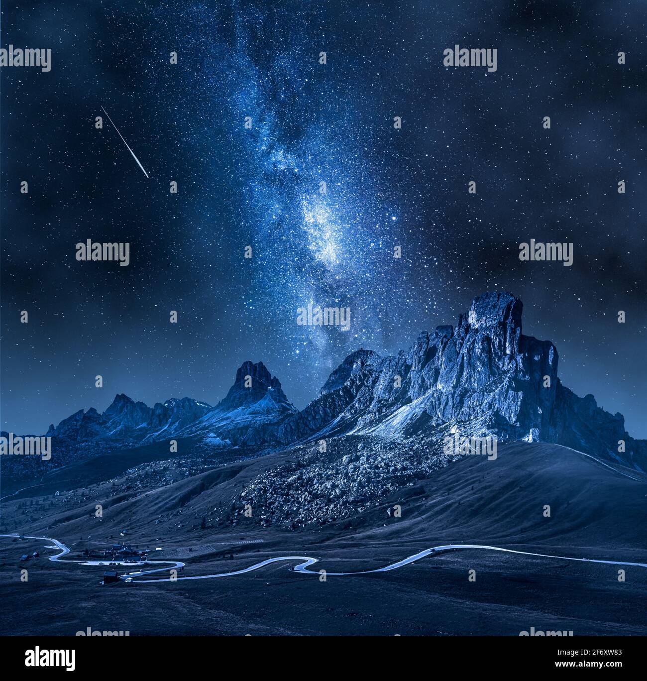 Milky way over mountain meadow hi-res stock photography and images - Alamy