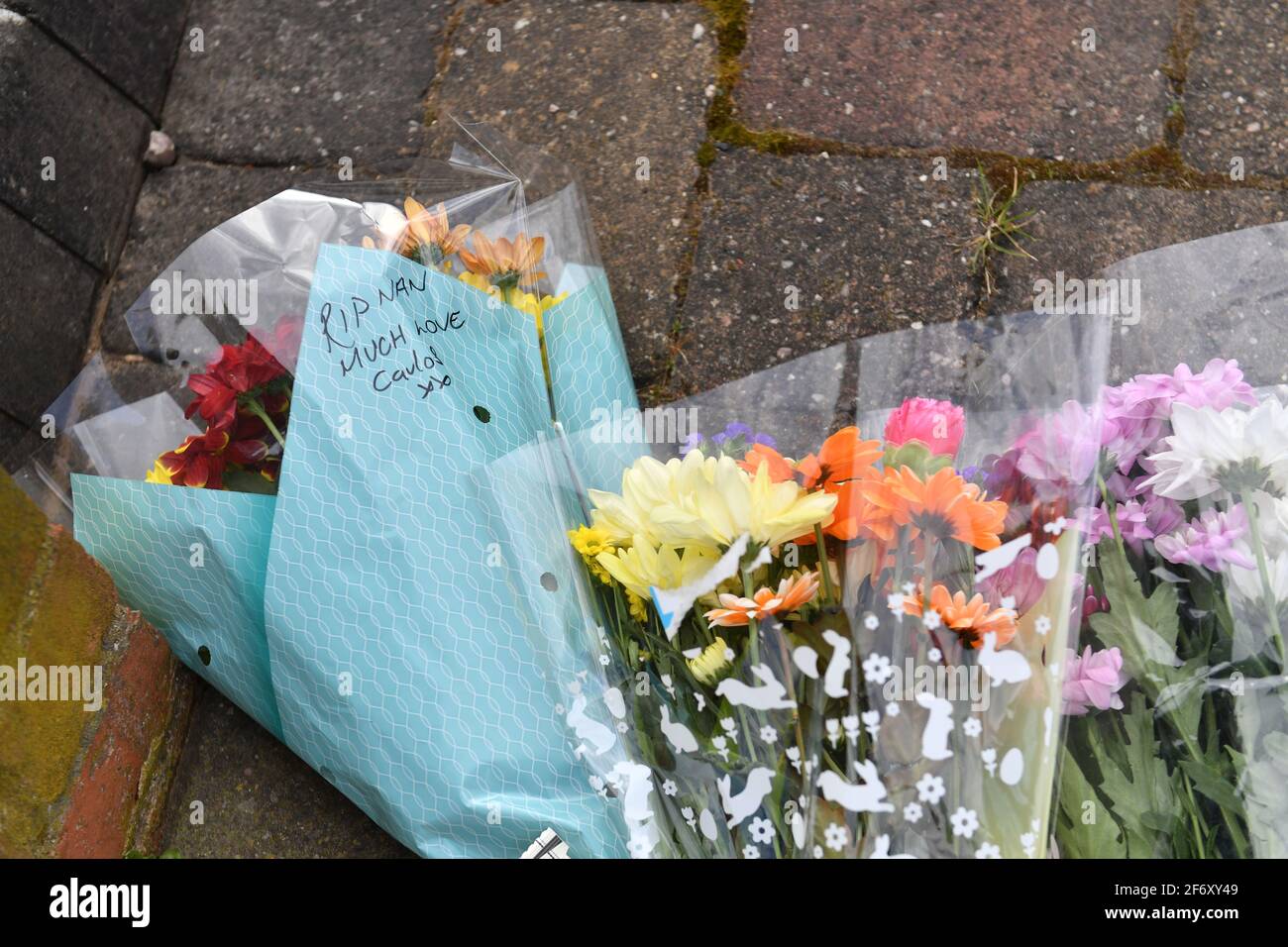 Flowers outside the house on Boundary Avenue in Rowley Regis, West