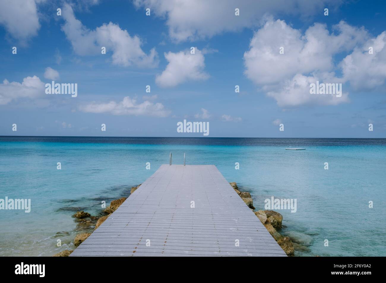 Playa Porto Marie beach Curacao, white tropical beach with turqouse water ocean Caribbean sea
