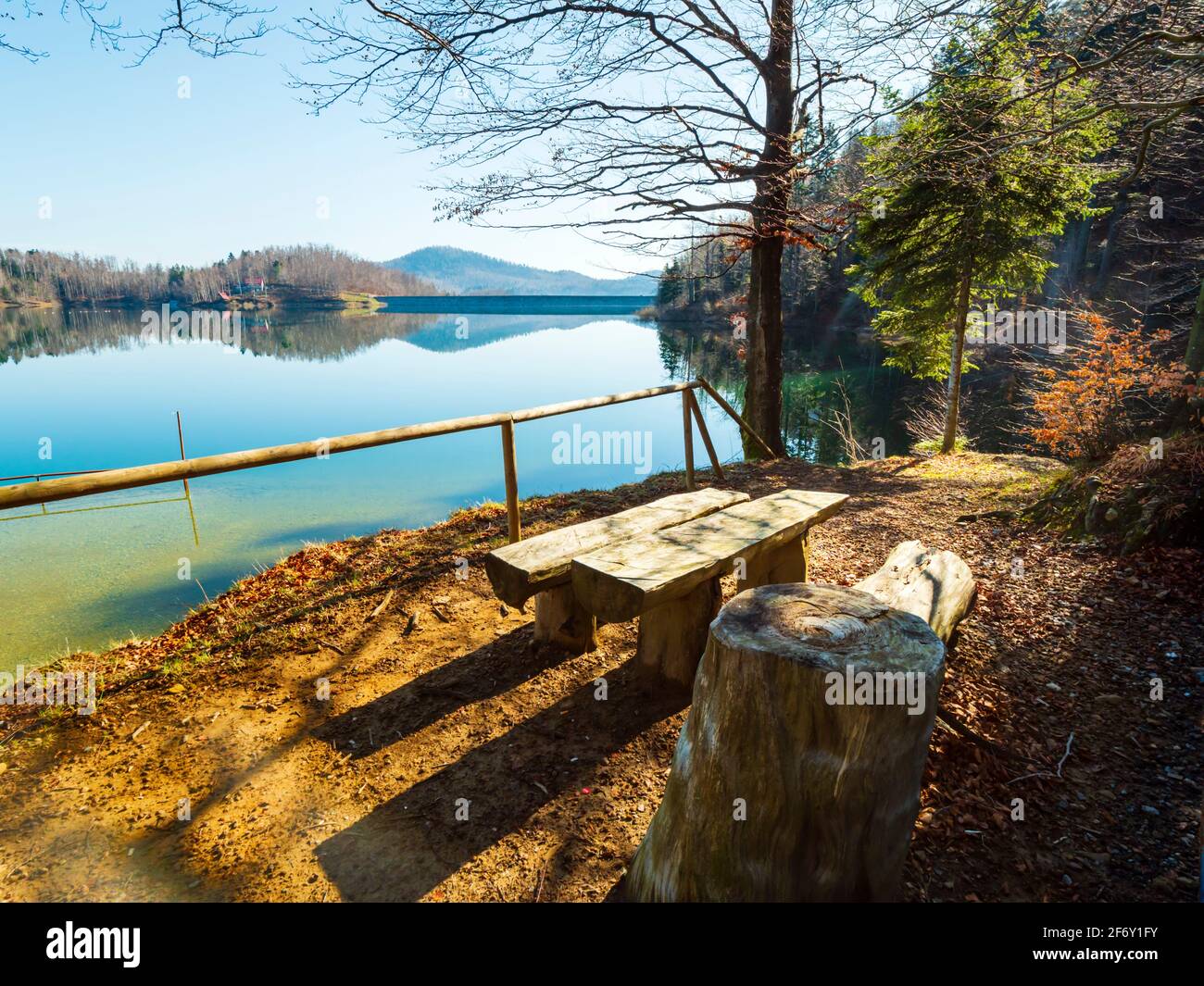 Zen feeling in Lokve lake in Croatia Europe Stock Photo