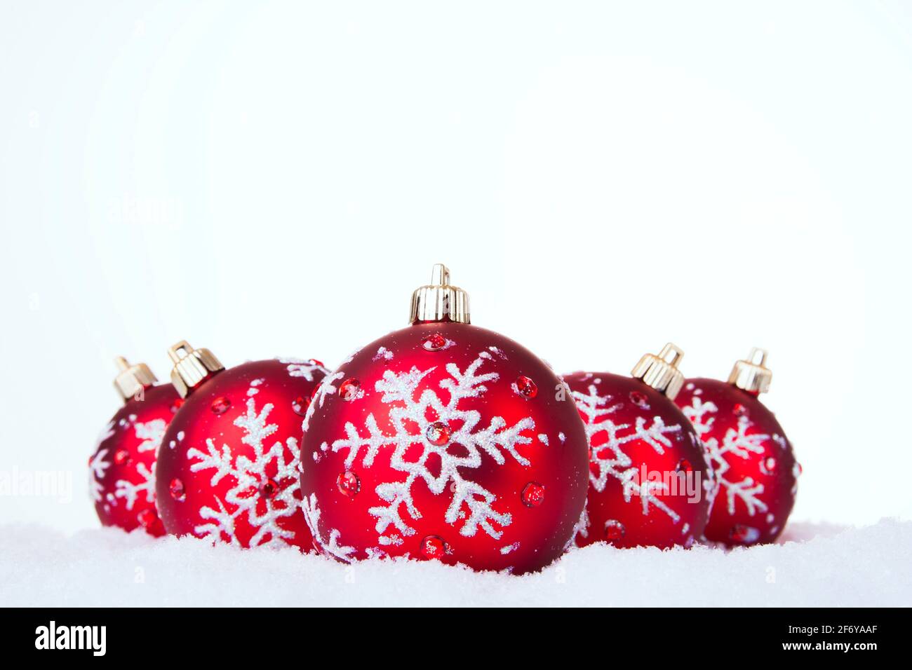 red and white christmas ornament background (selective focus) Stock Photo