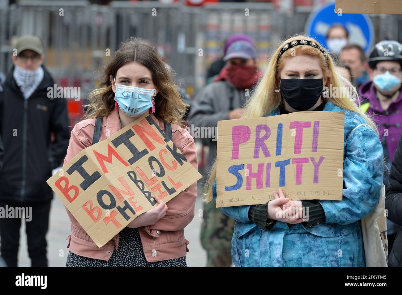 Leicester, Leicestershire, UK 3rd Apr 2021. UK News. A Kill The Bill protest is held in Leicester City Centre opposing a proposed police bill that would give police officers power to impose conditions on non-violent protests. Alex Hannam/Alamy Live News Stock Photo