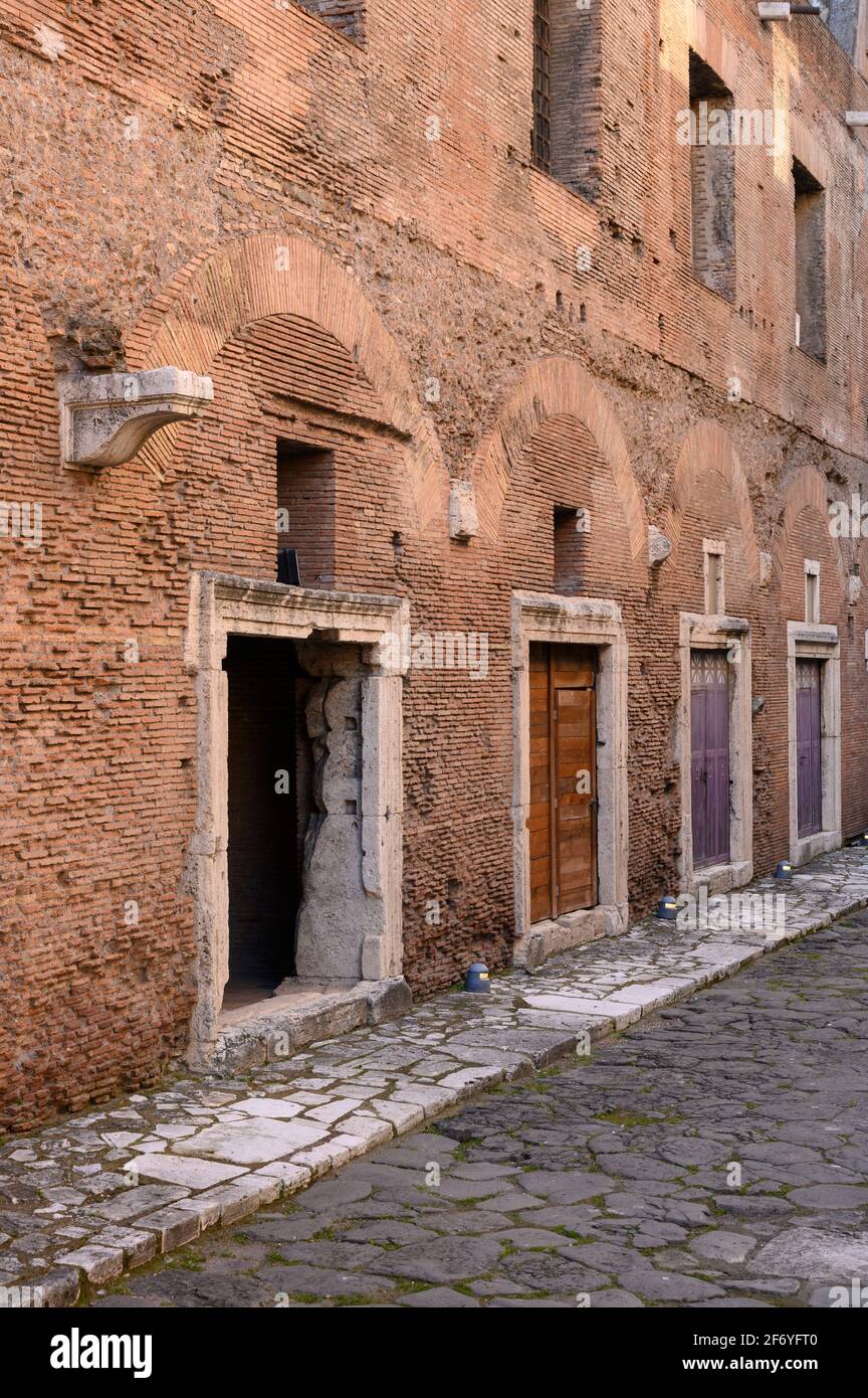Rome. Italy. Via Biberatica, Trajan's Markets (Mercati di Traiano), Forum of Trajan (Foro di Traiano). Stock Photo