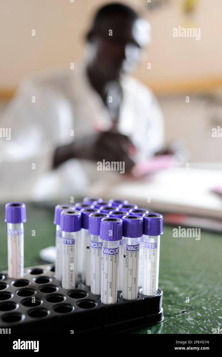 SOUTH SUDAN, Rumbek , health center , blood test for Malaria and other
