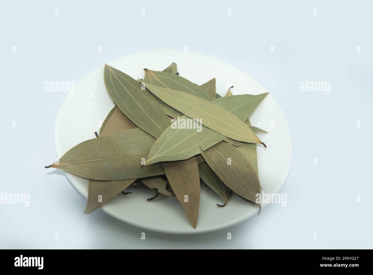 Mumbai , India - 15 March 2021, Dried Indian bay leaves or tejpatta or Bay laurel (Laurus nobilis, Lauraceae) are used in cooking for their distinctiv Stock Photo