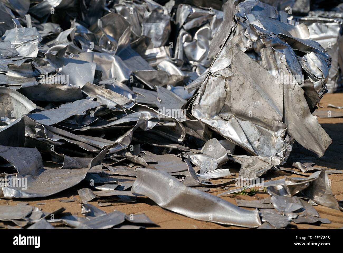 Scrap metal at a scrap yard in the port in Magdeburg in Germany Stock