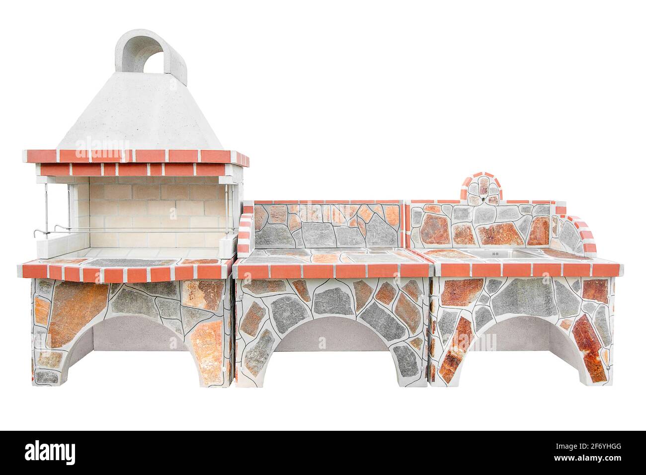 Large Barbecue Open Fireplace 3Set with countertop and sink. Party