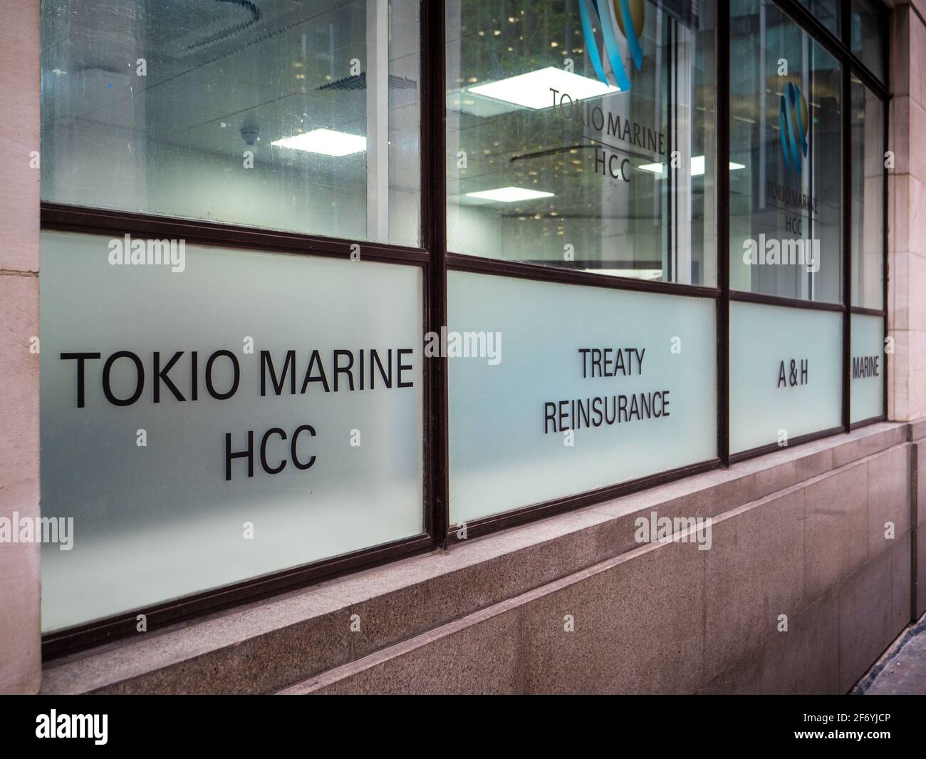 Tokio Marine HCC Insurance Company offices in the City of London financial district. Tokio Marine HCC is an international specialty insurance group. Stock Photo