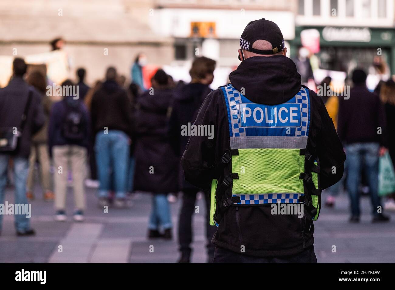 3rd April 2021 - Newcastle UK. Protestors gather in Newcastle for the 'Kill The Bill' protest, as part of a national day of action against increased police powers. Credit: Thomas Jackson / Alamy Live News Stock Photo