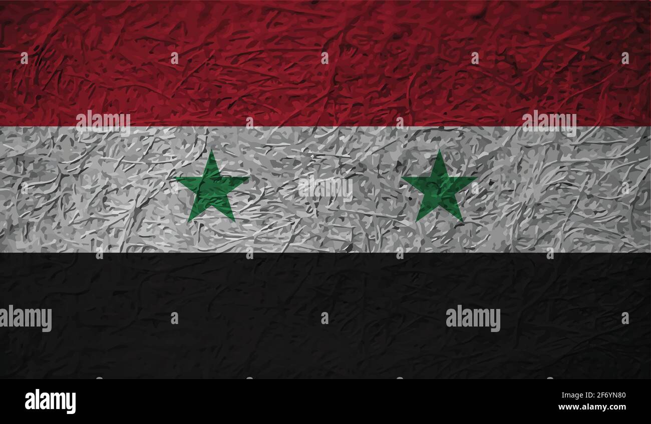 Syria flag with waving grunge texture. Vector background. Stock Vector