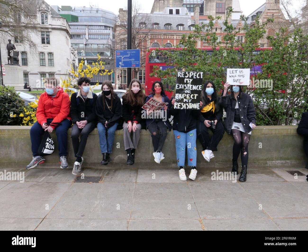 Protesters rally in central London and 24 other towns in the UK  on Saturday 3 April against a crime bill that will restrict the right to protest .The police sentencing and courts bill , passed it's second reading in parliament last month modifies the existing public order legislation , making it easier for police to ban or shut down future peaceful protests .. Stock Photo