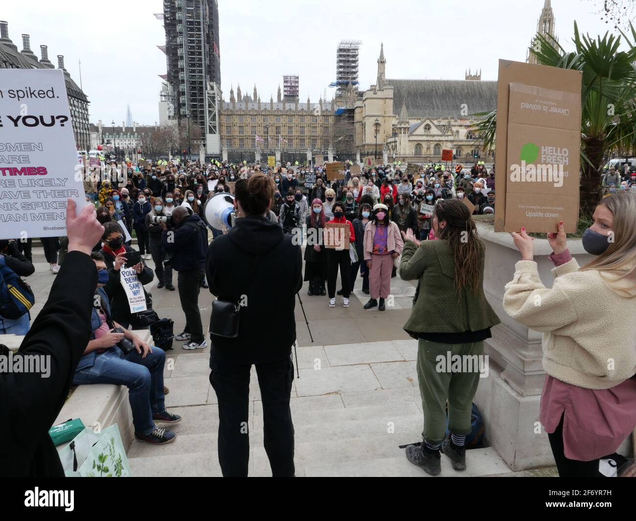Protesters rally in central London and 24 other towns in the UK on Saturday 3 April against a crime bill that will restrict the right to protest .The police sentencing and courts bill , passed it's second reading in parliament last month modifies the existing public order legislation , making it easier for police to ban or shut down future peaceful protests .. Stock Photo