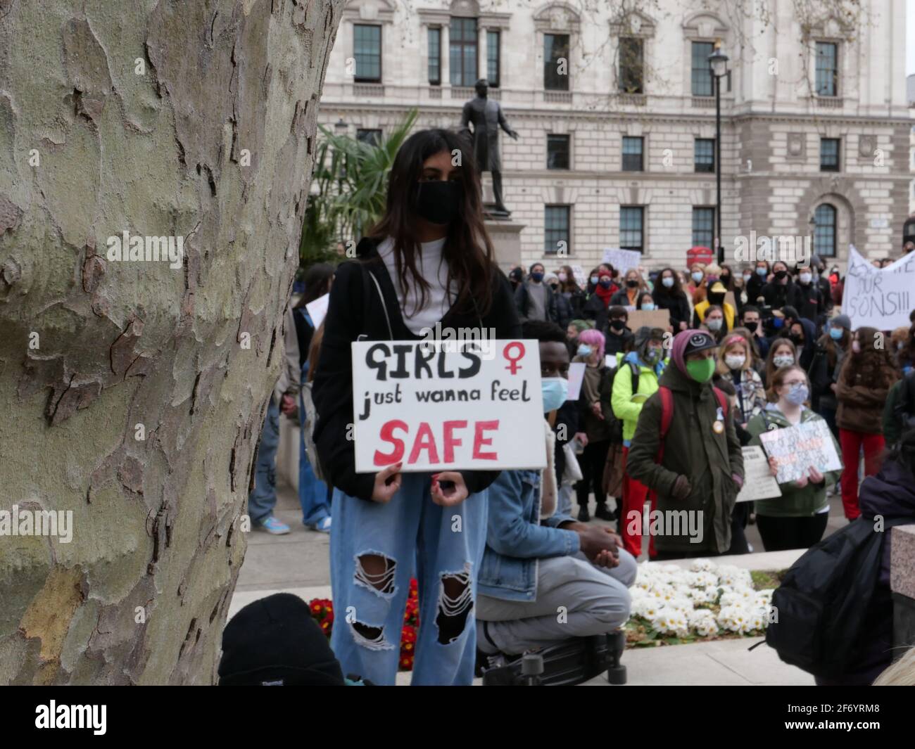 Protesters rally in central London and 24 other towns in the UK on Saturday 3 April against a crime bill that will restrict the right to protest .The police sentencing and courts bill , passed it's second reading in parliament last month modifies the existing public order legislation , making it easier for police to ban or shut down future peaceful protests .. Stock Photo