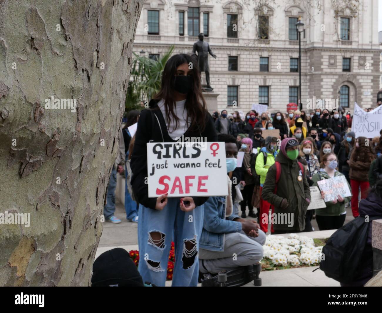 Protesters rally in central London and 24 other towns in the UK  on Saturday 3 April against a crime bill that will restrict the right to protest .The police sentencing and courts bill , passed it's second reading in parliament last month modifies the existing public order legislation , making it easier for police to ban or shut down future peaceful protests .. Stock Photo