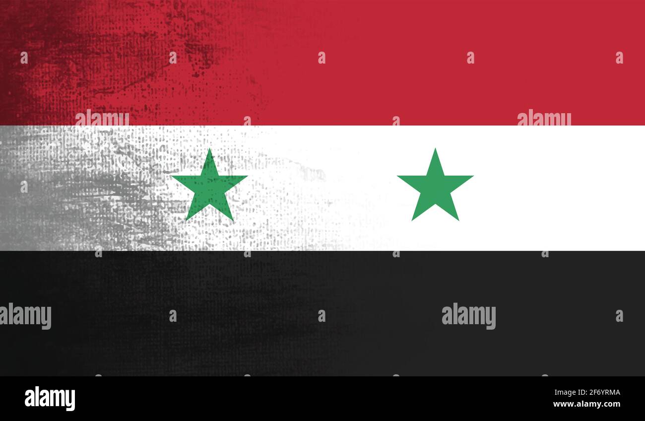 Syria flag with waving grunge texture. Vector background. Stock Vector