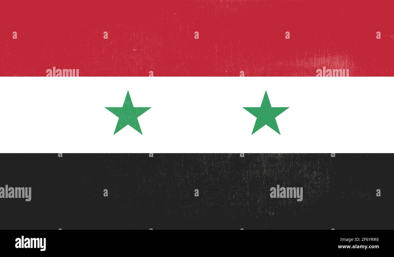 Syria flag with waving grunge texture. Vector background. Stock Vector