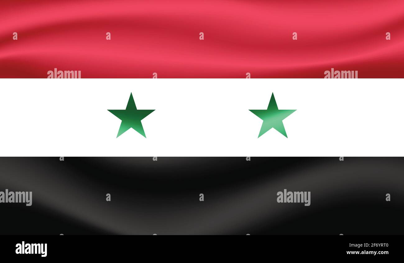 Syria flag with waving grunge texture. Vector background. Stock Vector