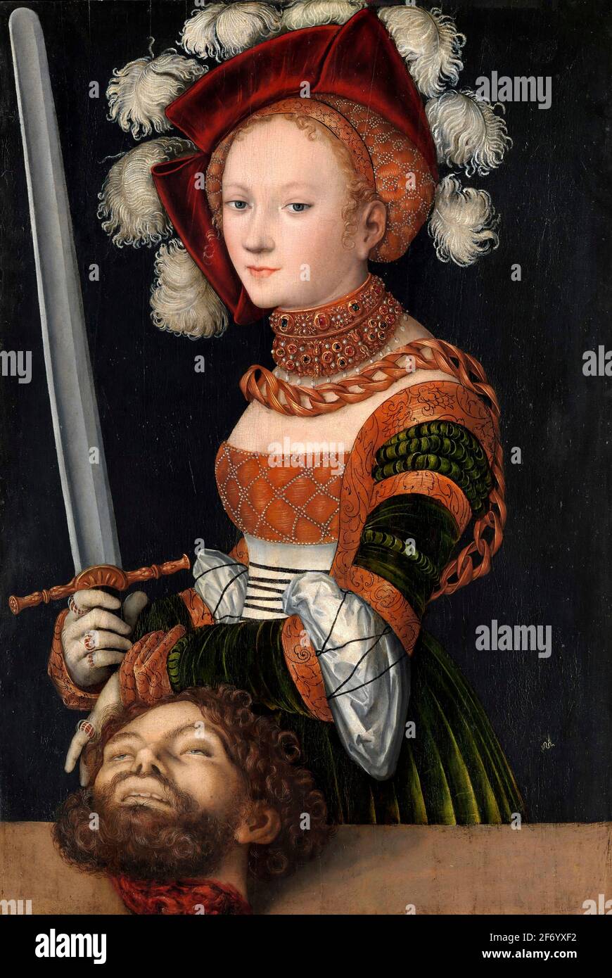 Judith with the Head of Holofernes by Lucas Cranach the Elder (1472-1553), oil on panel, c.1530. Metropolitan Museum of Art, NY version. Stock Photo