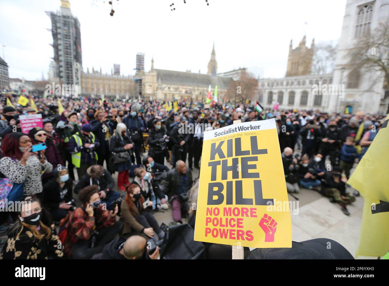 London, England, UK. 3rd Apr, 2021. Protesters staged a demonstration in Parliament Square in London against the British government's proposed Police, Crime, Sentencing and Courts Bill that will give police more power to shutdown protests. Credit: Tayfun Salci/ZUMA Wire/Alamy Live News Stock Photo