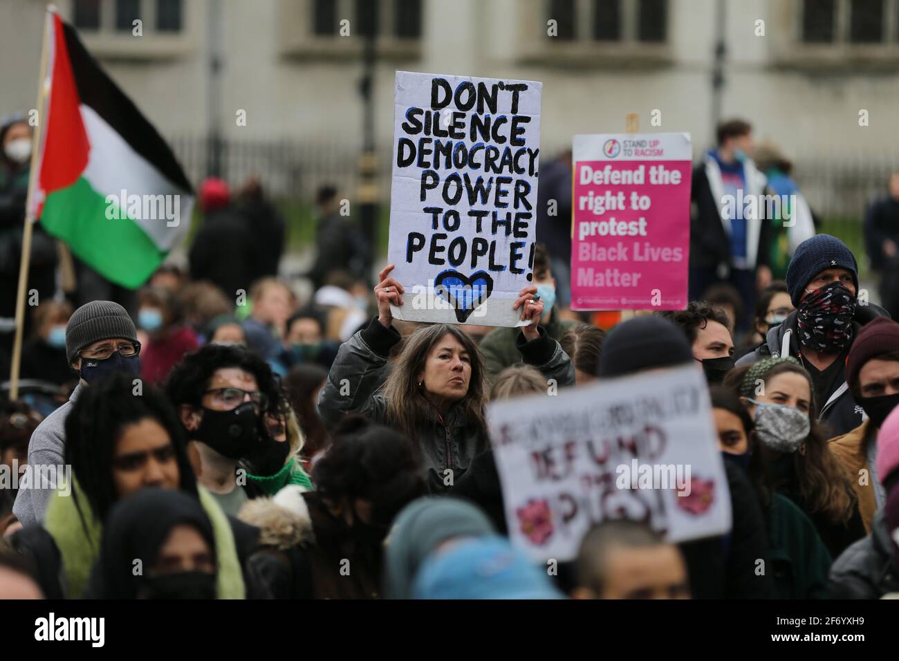 London, England, UK. 3rd Apr, 2021. Protesters staged a demonstration in Parliament Square in London against the British government's proposed Police, Crime, Sentencing and Courts Bill that will give police more power to shutdown protests. Credit: Tayfun Salci/ZUMA Wire/Alamy Live News Stock Photo