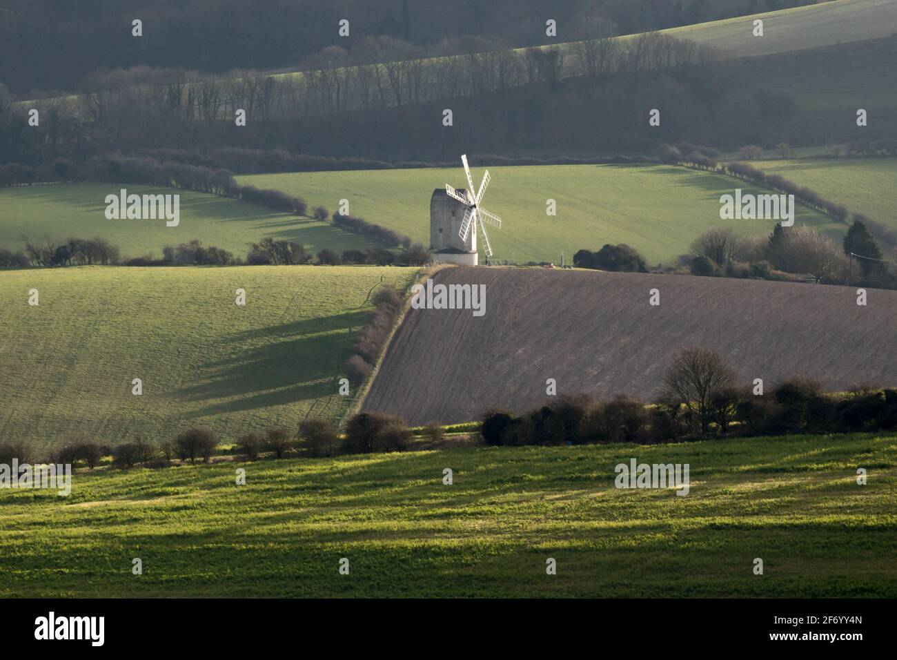 Ashcombe Windmill in the south downs near Lewes. Sussex, UK. Stock Photo