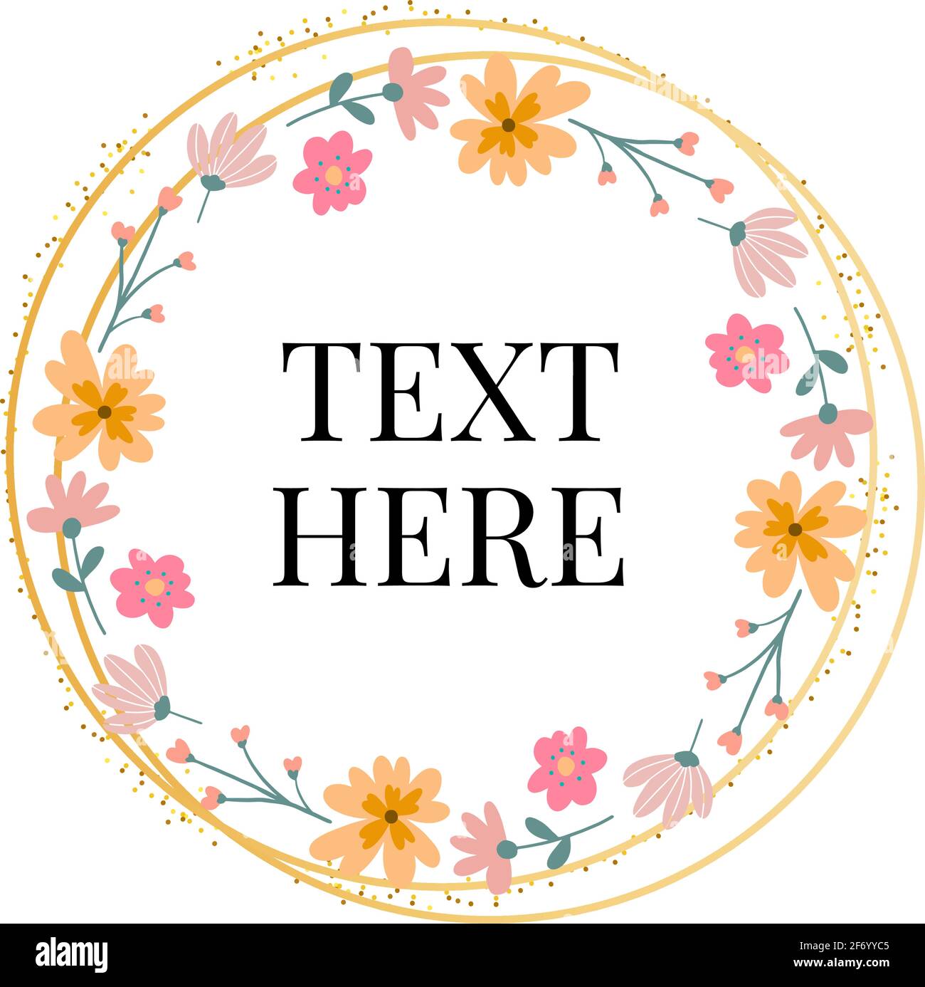 Floral Frame Collection. Set of cute retro flowers arranged un a shape ...