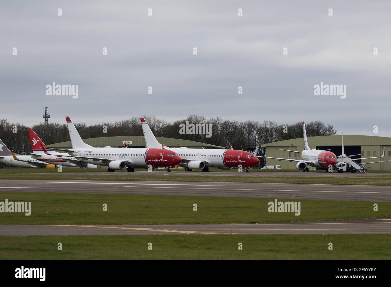 Norwegian Air Shuttle Boeing 737 aircraft in storage with Air Salvage