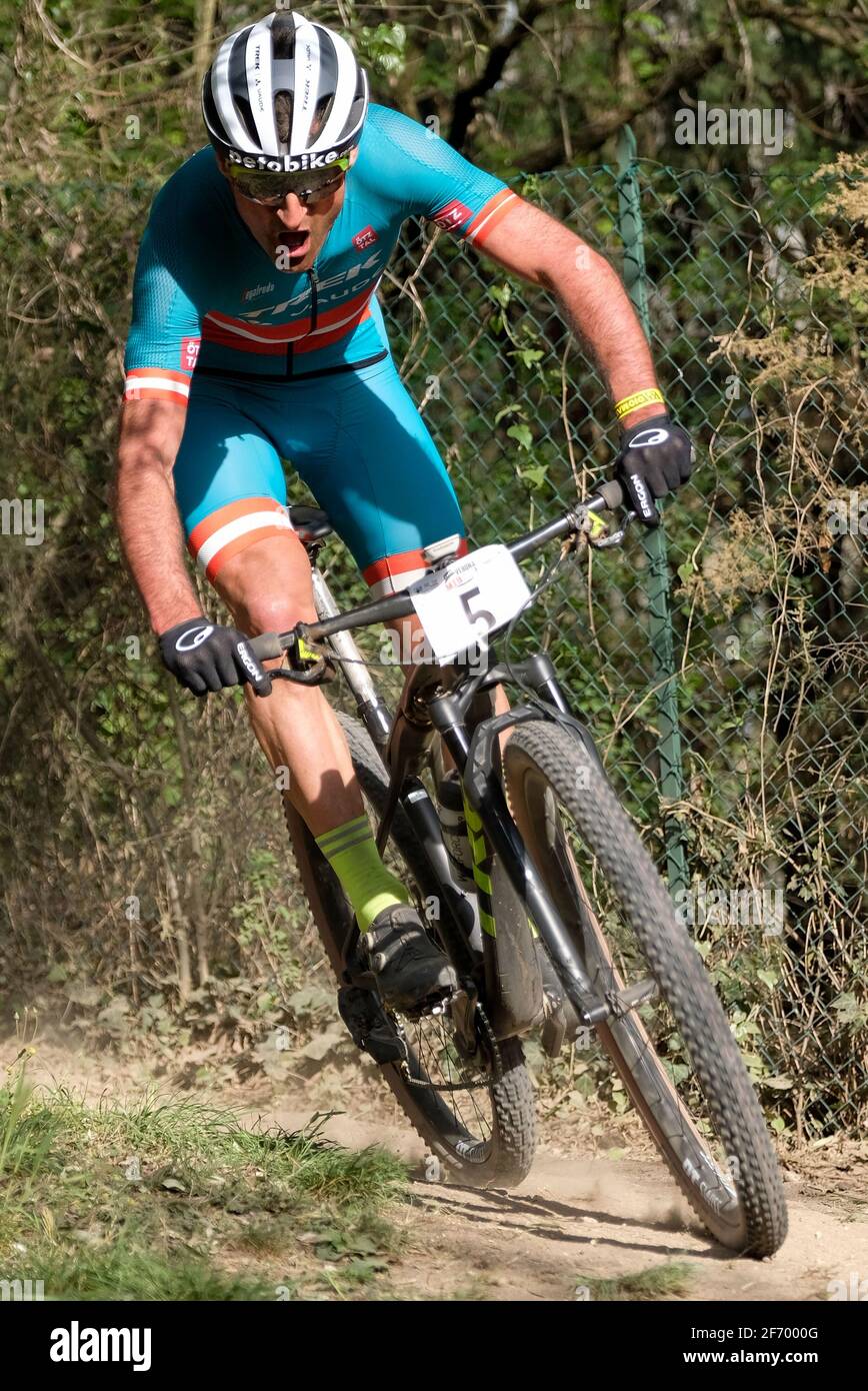 Verona, Italy. 03rd Apr, 2021. (5) Karl Markt - (PL) during Verona MTB  International XCO - Elite Man