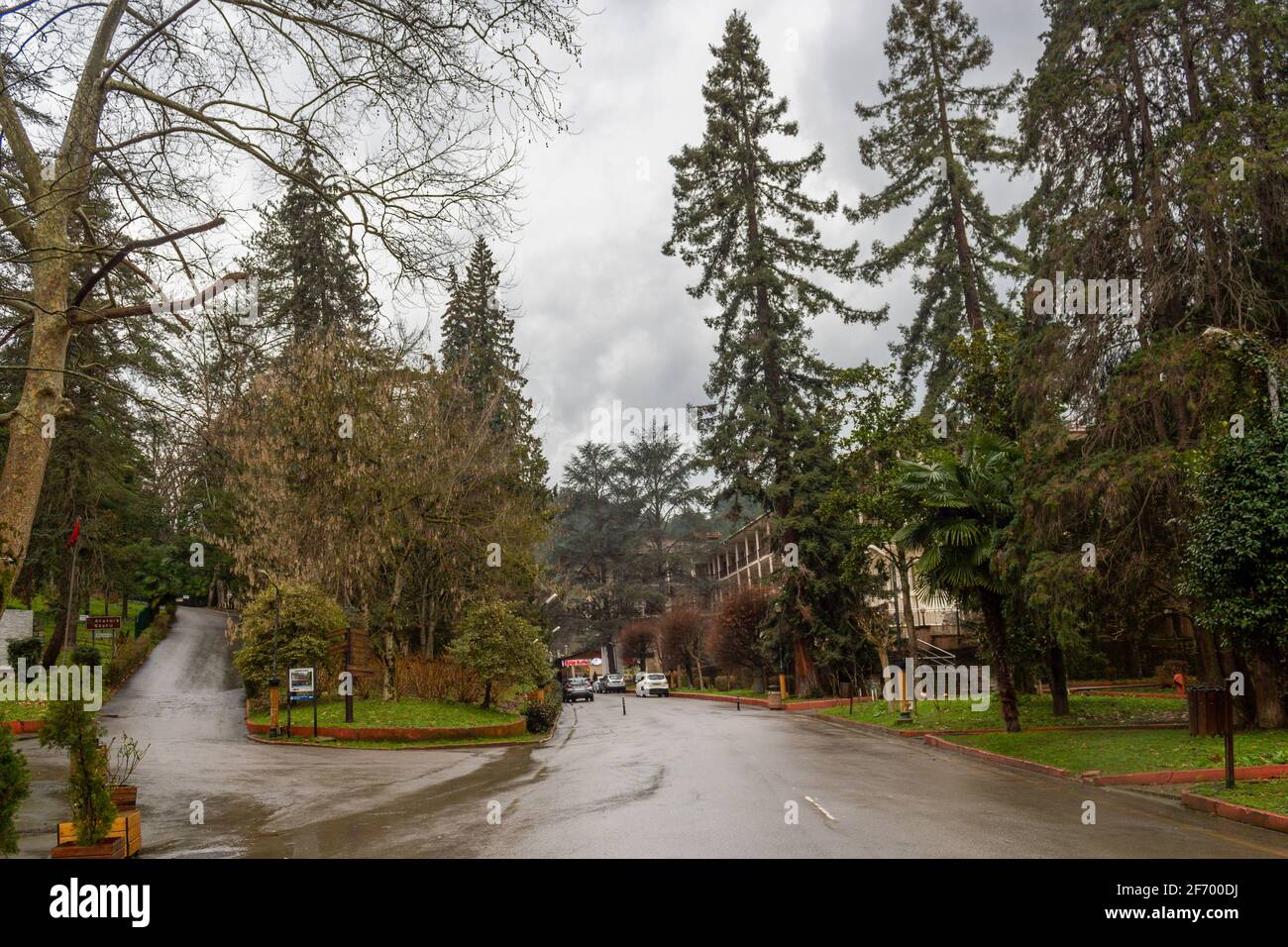 Termal, Yalova - Turkey - January 26 2021: Termal hot springs and thermal baths town Stock Photo