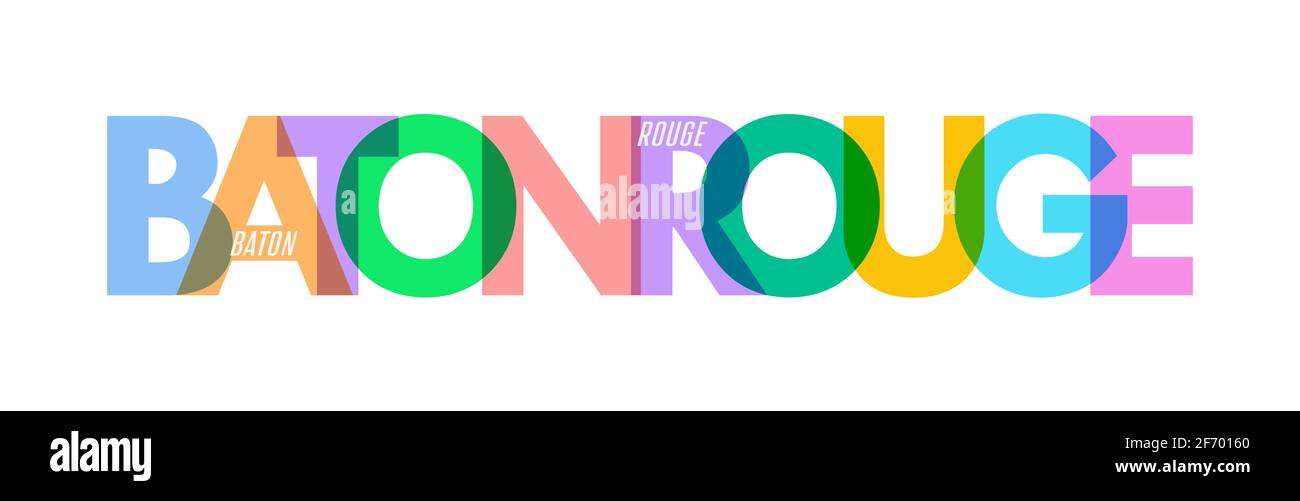 BATON ROUGE. The name of the city on a white background. Vector design template for poster