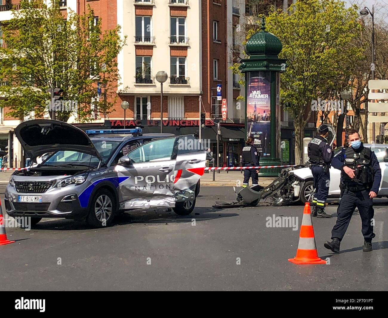 Paris, France, Police Car Accident on Street Stock Photo Alamy