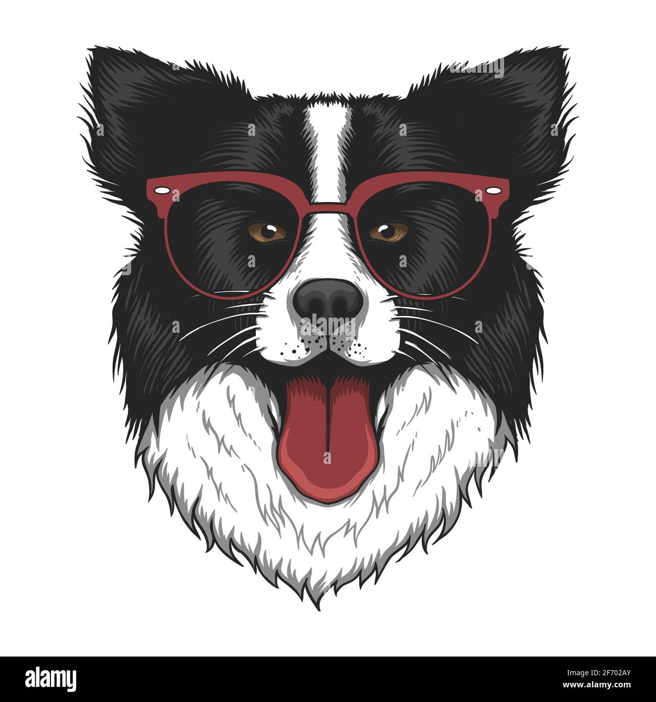 Border collie dog eyeglasses vector illustration Stock Vector