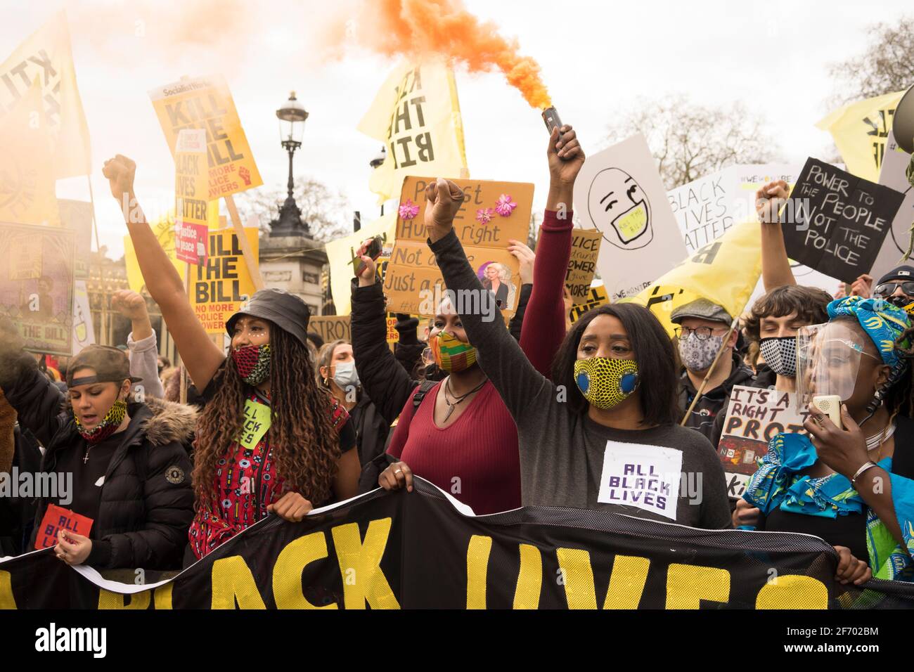 Black Lives Matter protesters lead the Kill The Bill march. London, Uk Credit Sebastian Garraway/Alamy Live News Stock Photo