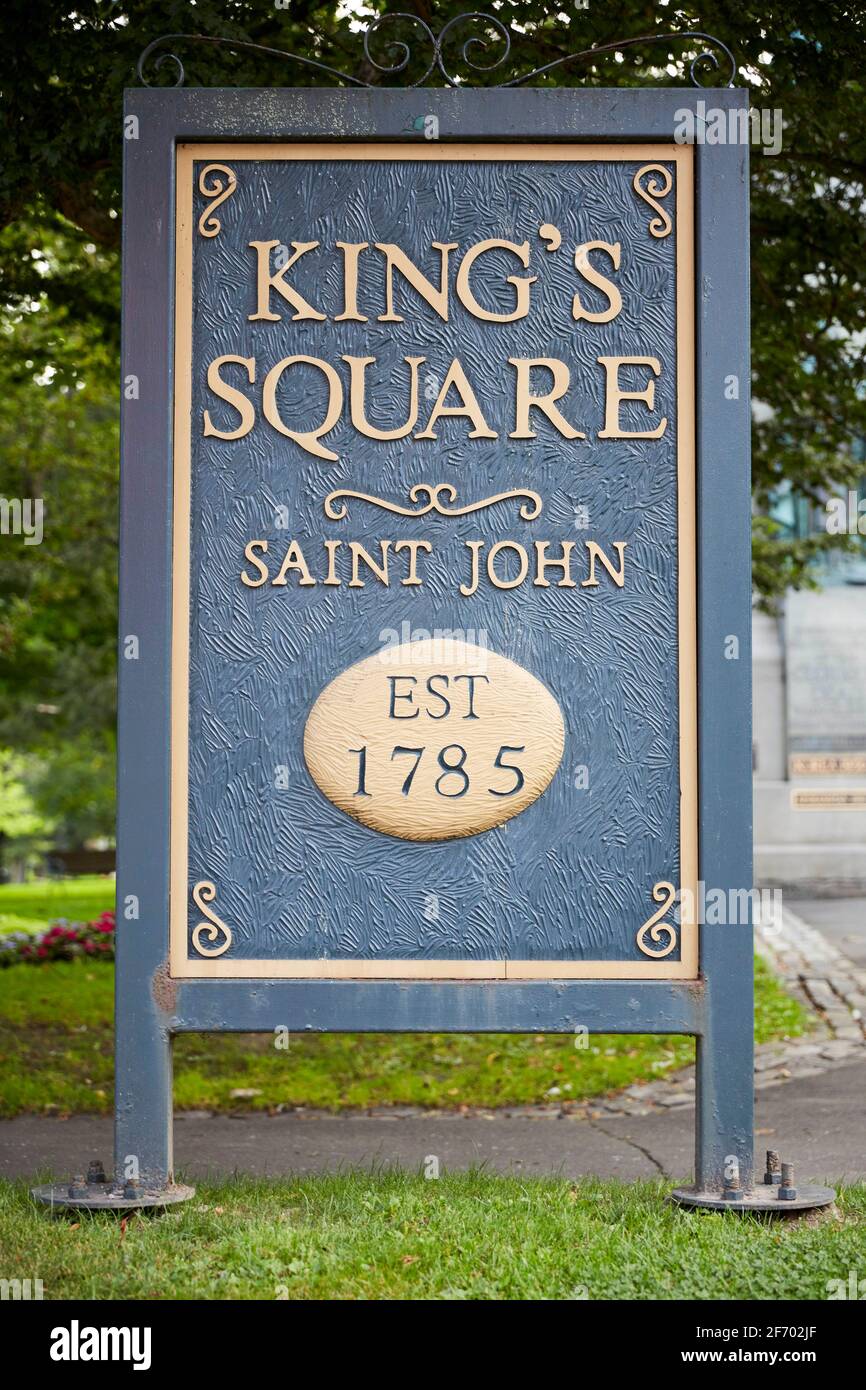 King's Square Plaque in Saint John New Brunswick Canada Stock Photo